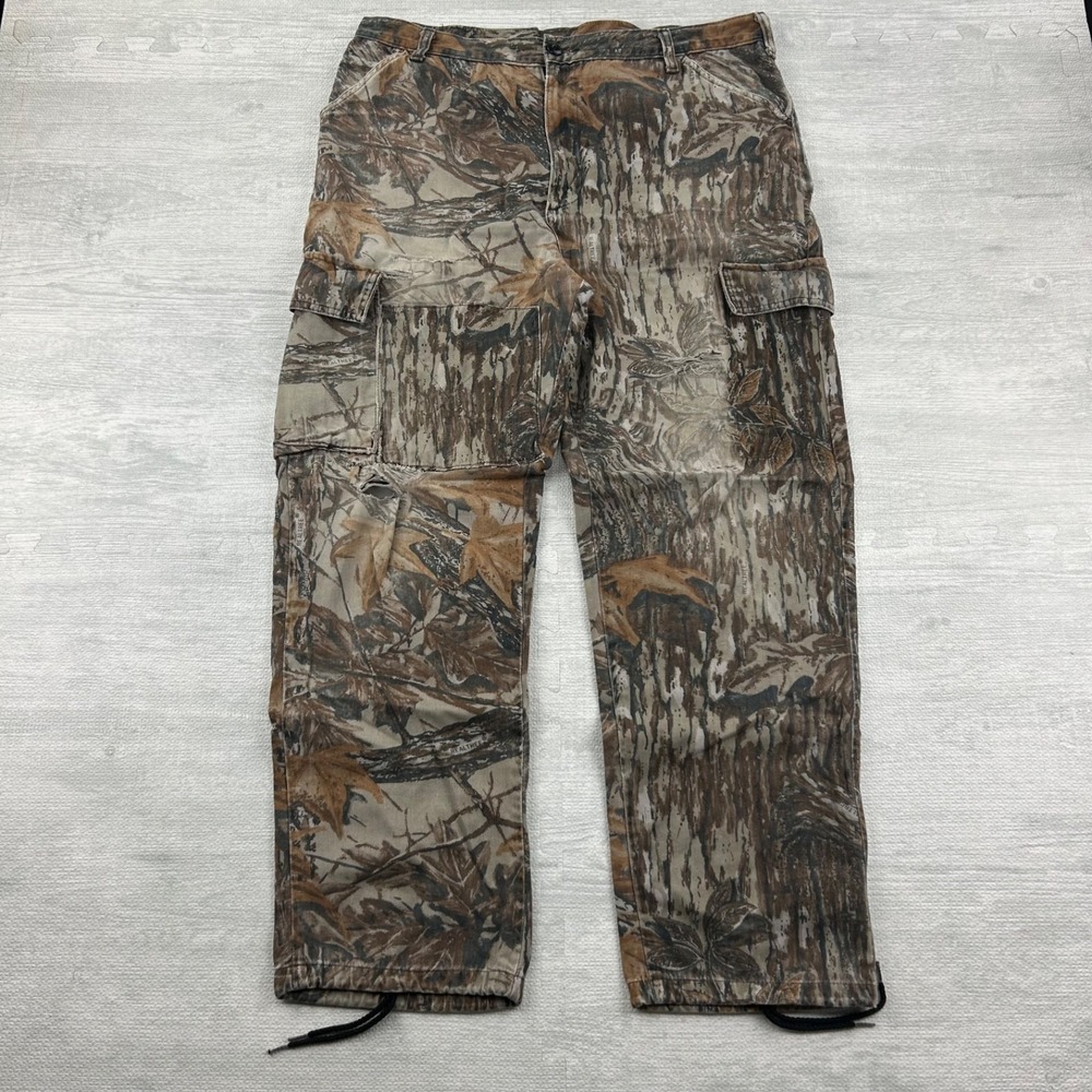 Vintage Duxbak Camo Real Tree‎ Cargo Pants Size Large Brown Outdoor Baggy Grunge